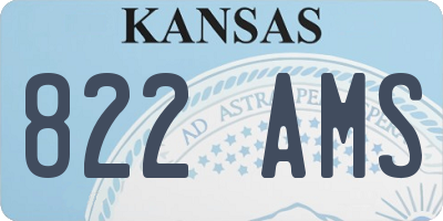 KS license plate 822AMS