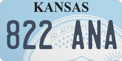 KS license plate 822ANA