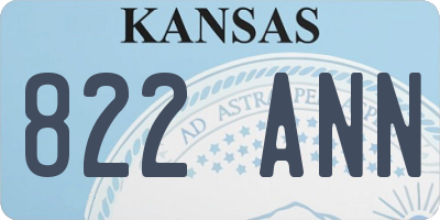 KS license plate 822ANN