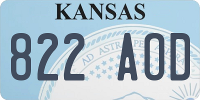 KS license plate 822AOD