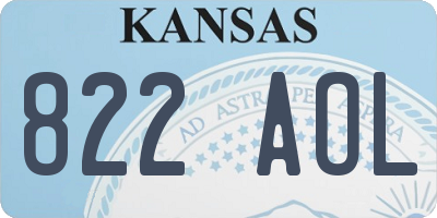 KS license plate 822AOL