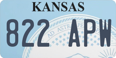 KS license plate 822APW