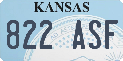 KS license plate 822ASF