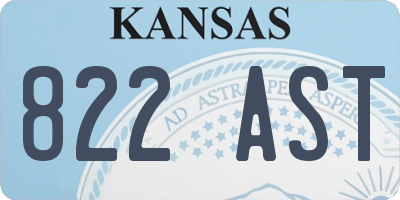KS license plate 822AST