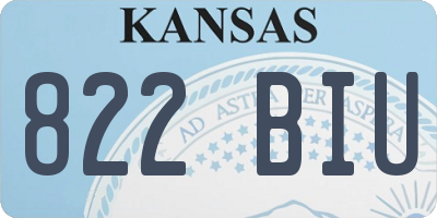 KS license plate 822BIU