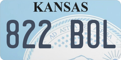 KS license plate 822BOL