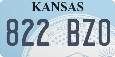 KS license plate 822BZO