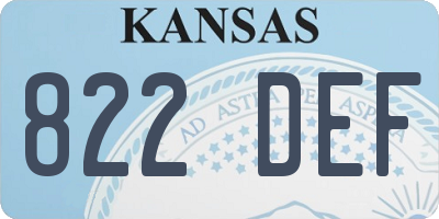 KS license plate 822DEF