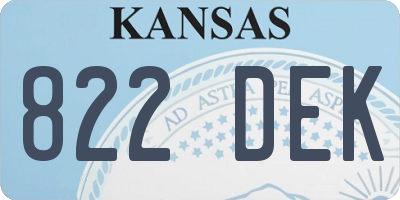 KS license plate 822DEK
