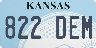 KS license plate 822DEM