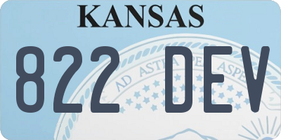 KS license plate 822DEV