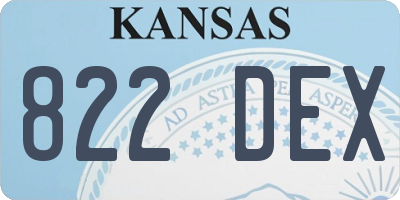 KS license plate 822DEX