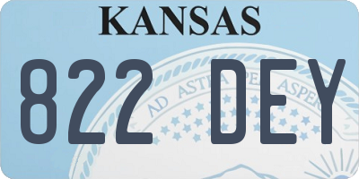 KS license plate 822DEY