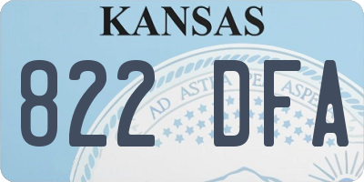 KS license plate 822DFA