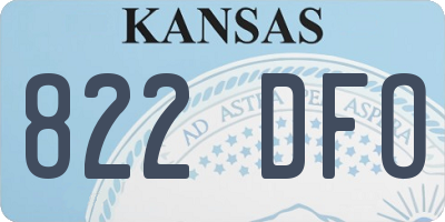 KS license plate 822DFO