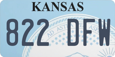 KS license plate 822DFW