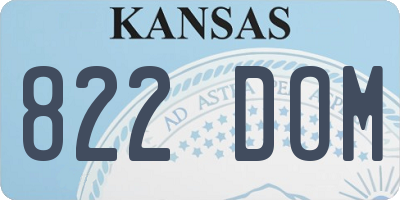KS license plate 822DOM