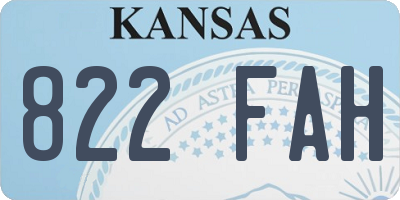 KS license plate 822FAH