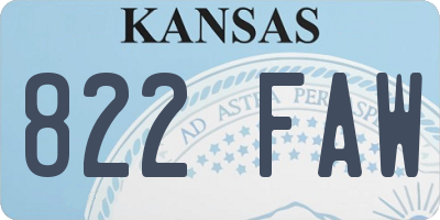KS license plate 822FAW