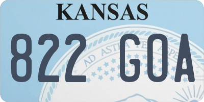 KS license plate 822GOA