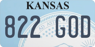 KS license plate 822GOD