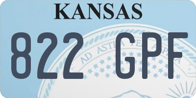KS license plate 822GPF