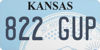 KS license plate 822GUP