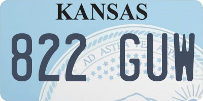 KS license plate 822GUW