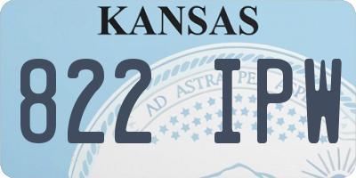 KS license plate 822IPW