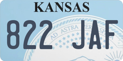 KS license plate 822JAF