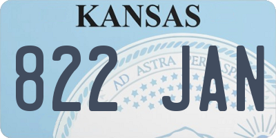 KS license plate 822JAN