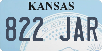 KS license plate 822JAR