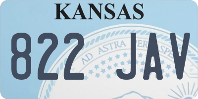 KS license plate 822JAV