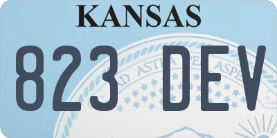 KS license plate 823DEV