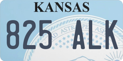 KS license plate 825ALK