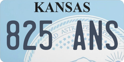 KS license plate 825ANS