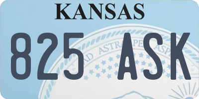 KS license plate 825ASK
