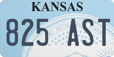 KS license plate 825AST