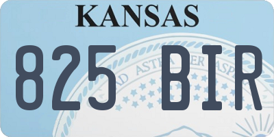 KS license plate 825BIR