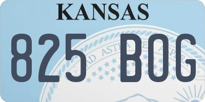 KS license plate 825BOG
