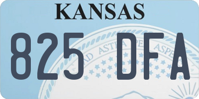 KS license plate 825DFA