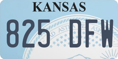 KS license plate 825DFW