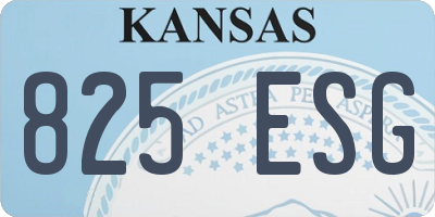 KS license plate 825ESG