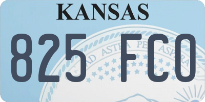 KS license plate 825FCO