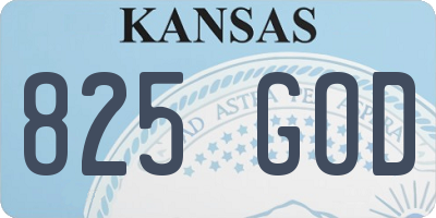 KS license plate 825GOD