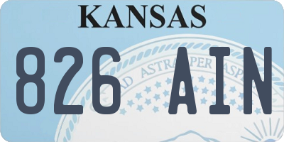 KS license plate 826AIN