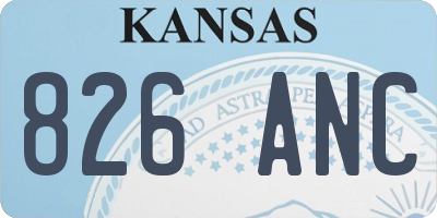 KS license plate 826ANC