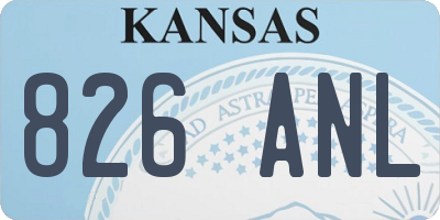 KS license plate 826ANL