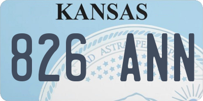KS license plate 826ANN