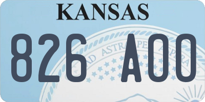 KS license plate 826AOO